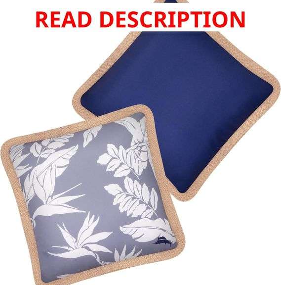 Tommy Bahama Pack of 2 Premium Water-Resistant 18" x 18" Indoor/Outdoor Decorative Pillows with Inserts Perfect for Patio Furniture, Poolside, and Outdoor Lounging (Navy)