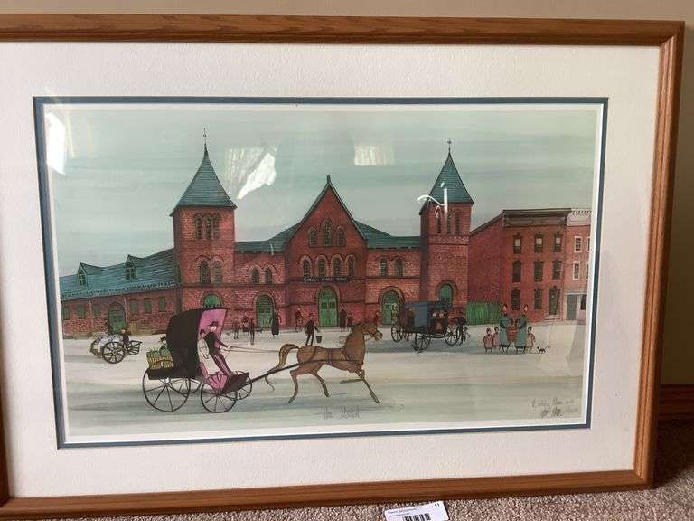 Buckley Moss "The Market" Lithograph Framed Print