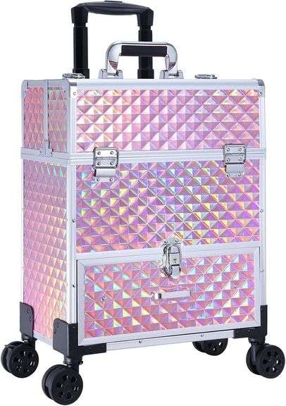 Adazzo Rolling Nail Case Wheeled Manicure Storage Case Polish Organizer Professional Makeup Trolley for Studio or Travelling Nail Technician Artists Cosmetologist Stylist image