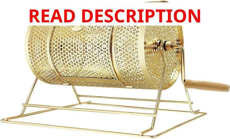 YUZPKRSI Raffle Drum, Professional Brass Plated Raffle Ticket Spinning Cage with Wooden Turning Handle, Large Capacity Holds 2500 Tickets, Raffle Balls (Not Included)