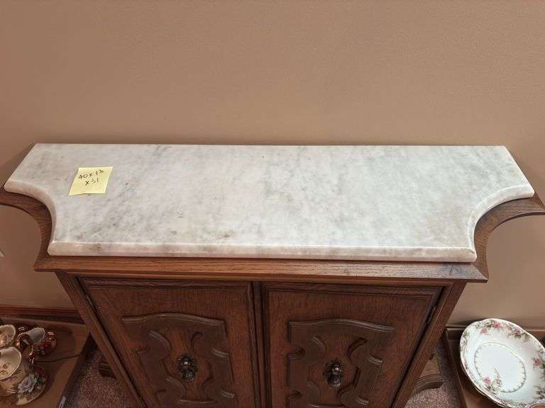 Wood Cabinet with Marble Top