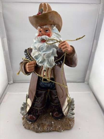 Santa's Workshop Fishing Santa and Cowboy Santa Figurines