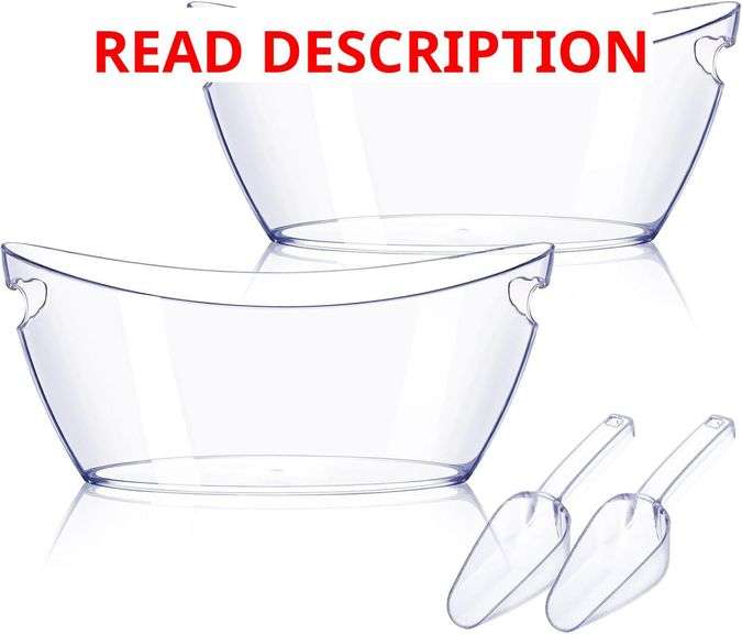 Ice Bucket 2 PCS, Small Ice Buckets for Parties, Mimosa Bar Supplies Beverage Tub and Scoops for Champagne Beer Sparkling Wine Cocktails 5.5L) (Clear) image