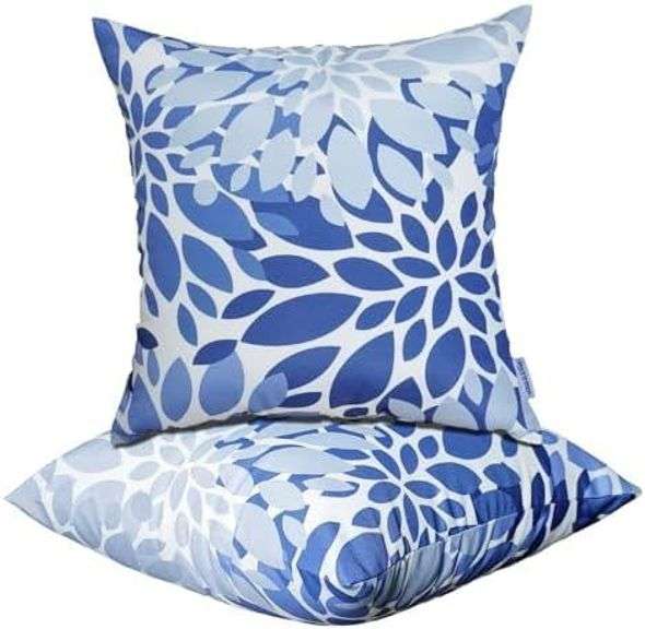 Outdoor Throw Pillows - Decorative Pillows with Insert Included Set of 2 Outdoor Pillows for Patio Furniture 18x18 Inch image