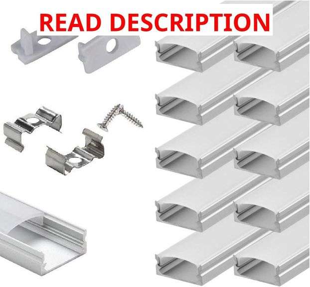 10-Pack 6.6ft/ 2 Meter U Shape LED Aluminum Channel System with Milky Cover, End Caps and Mounting Clips, Aluminum Profile for LED Strip Light Installations, Very Easy Installation image