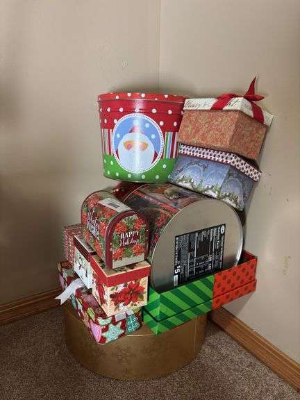 Holiday Themed Decorative Tins and Boxes Lot
