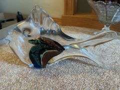 Assorted Glassware Collection - Candlesticks, Bowl, Shot Glass, Figurine and Paperweight