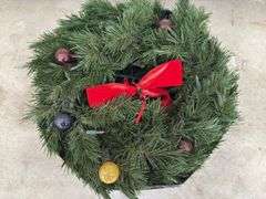 Pre-Lit Holiday Wreath with Ornaments and Light Cables