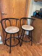 Set of Two 32” Black Metal Counter Height Bar Stools