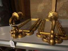 Pair of Ornate Gold Tone Wall Sconce Mirrors