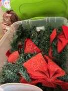 Christmas Wreath with Red Bows and Storage Container