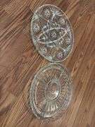 Two Clear Glass Serving Platters