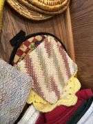 Kitchen towels, hot pads, plastic racks