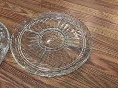 Two Clear Glass Serving Platters