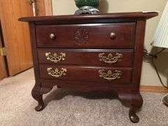Bassett Three-Drawer Nightstand End Table, 26x16x22