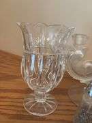 Pressed Glass Collection: Centerpiece, Candlestick, Salt & Pepper Shakers, and Dishes