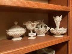Fenton Milk Glass Hobnail Collection - 4 Pieces