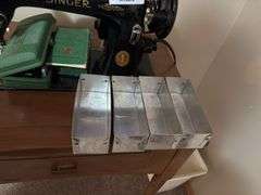 Singer Sewing Machine in Cabinet with Accessories