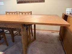 Oak Dining Table with Six Chairs