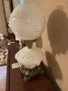 Floral Milk Glass Lamp