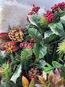 Holiday Decor Lot: Artificial Floral Arrangement and Santa String Lights