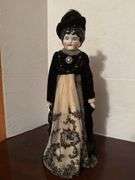 Victorian Era China Head Doll with Feathered Hat