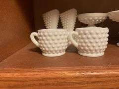 Collection of Milk Glass Vases, Bowls, Booties, Mugs and Candlestick Holders