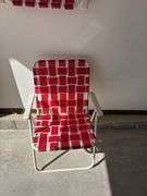 Pair of Red and White Folding Lawn Chairs
