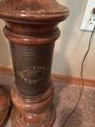 Pair of Wooden Lamps with Side Table and Carved Frog