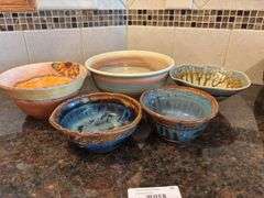 Set of 5 Decorative Ceramic Bowls