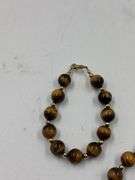 Tiger's Eye Beaded Jewelry Set: Necklace, Bracelet, and Earrings