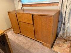 Wood Credenza with Drawers and Cabinet Space