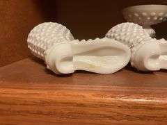 Collection of Milk Glass Vases, Bowls, Booties, Mugs and Candlestick Holders