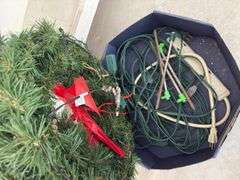 Pre-Lit Holiday Wreath with Ornaments and Light Cables