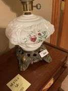 Floral Milk Glass Lamp