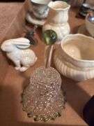 Box Lot of Decorative Items: Teacups, Dishes, Figurines, and More