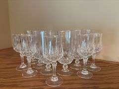 Set of 12 Crystal Footed Glasses