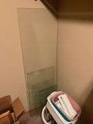 Assorted Household Items: Glass, Baskets, and Picture Hangers