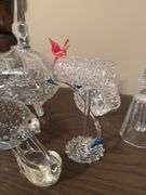 Collection of Crystal Glass Figurines and Covered Dish