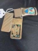 Set of Three Money Clips, Two with Inlay