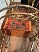 Mixed Lot: Decorative Wire Stands, Coasters, and Small Wooden Box