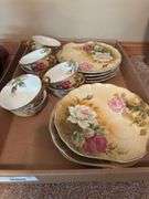 Lefton China Hand Painted Floral Teacup and Saucer Set