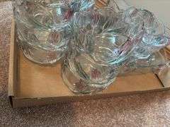 Set of Glass Bowls with Floral Detail