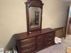 Wood Dresser (72x13x91) and Mirror (
