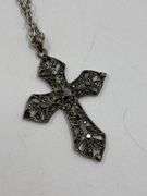 Lot of 2 Fashion Necklaces: Turquoise Oval & Cross Pendant