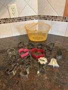 Mixed Lot of Cookie Cutters with Basket