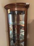 Wood Corner Display Cabinet with Glass Shelves