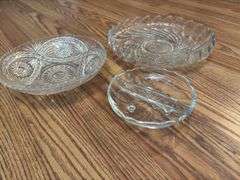 Set of Three Decorative Glass Dishes
