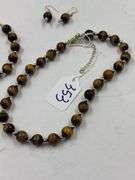 Tiger's Eye Beaded Jewelry Set: Necklace, Bracelet, and Earrings