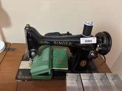 Singer Sewing Machine in Cabinet with Accessories